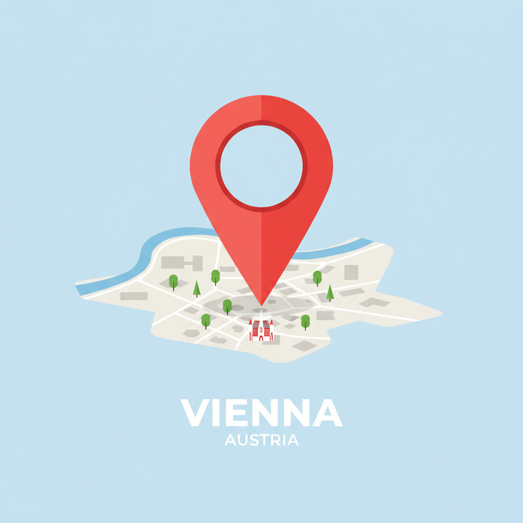 Illustration eines Karten‑Pins für zentrale Lage in Wien